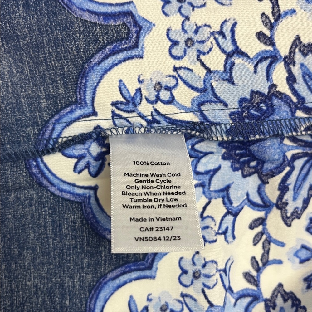 Talbots The Piper Pleated Patio Skirt in Navy and White Decorative Medallion 6 - Picture 6 of 6